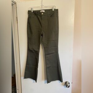 Zenana Olive Green Flare Pants- Size M